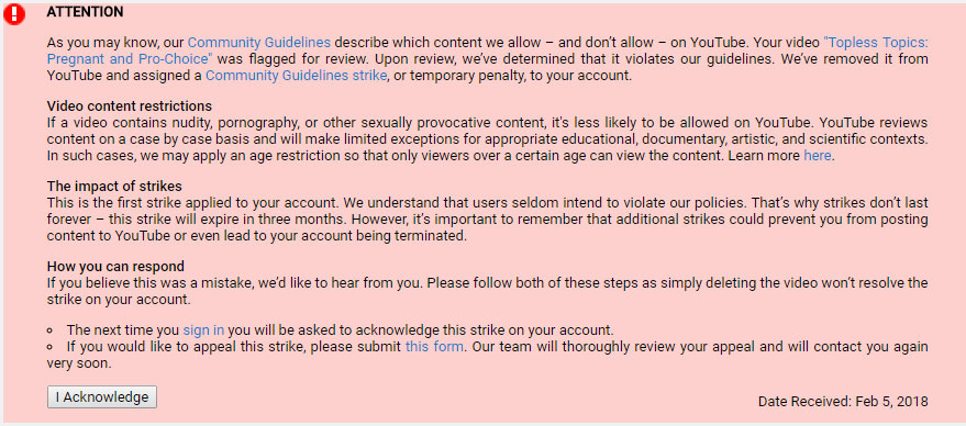Oops, Another Banned Video!
