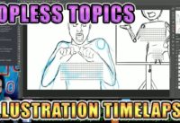 Topless Topics Illustration Timelapse! Drawing Webcomic Page: Any Questions?