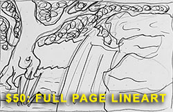 $75: full-page black and white digital line art