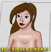 $50: single-subject digital line art with full shading